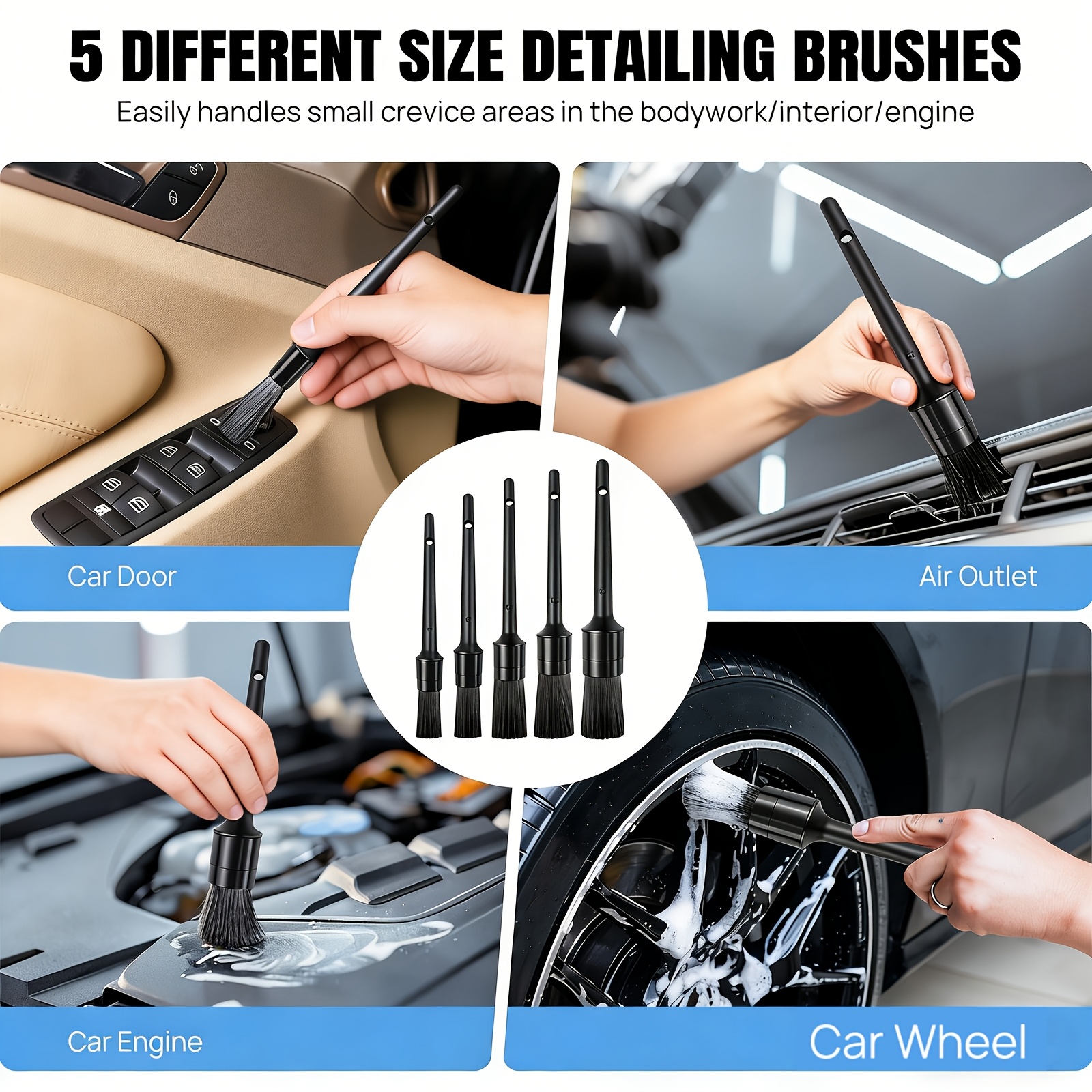 29pcs Car Cleaning Kit with Multi-Purpose Drill Brush Set