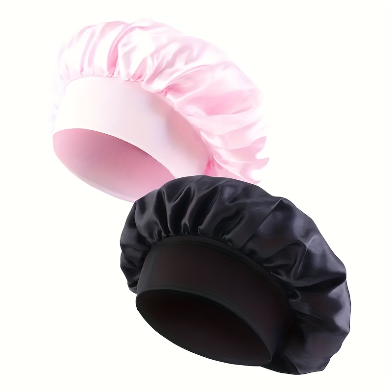 2pcs set   sleep caps polyester composition neutral color elastic large size suitable for most men and women hair care and protection   and hair styling accessories