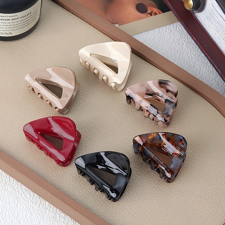 TEMU 6 Cute Triangular Hair Claw Clips, Strong-hold Hair Accessories For Women, Acetate Fiber Hair Clips, Suitable For All Hair Types, Elegant Hair
