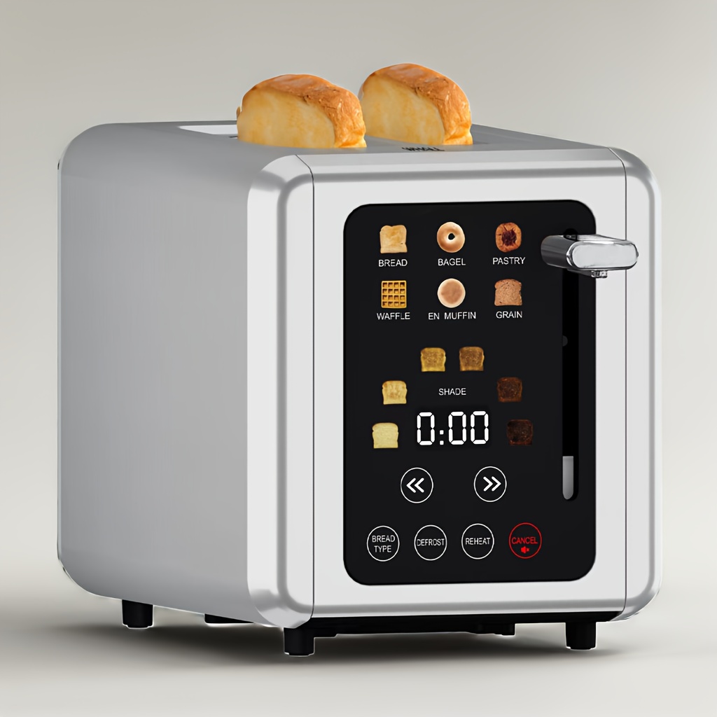 

® Touch Screen Toaster 2 Slice, 6 Bread Types And 6 Shade Settings, Smart Extra Wide Slots Toaster With Bagel, Cancel, Defrost Functions, Stainless Steel Digital Timer Toaster