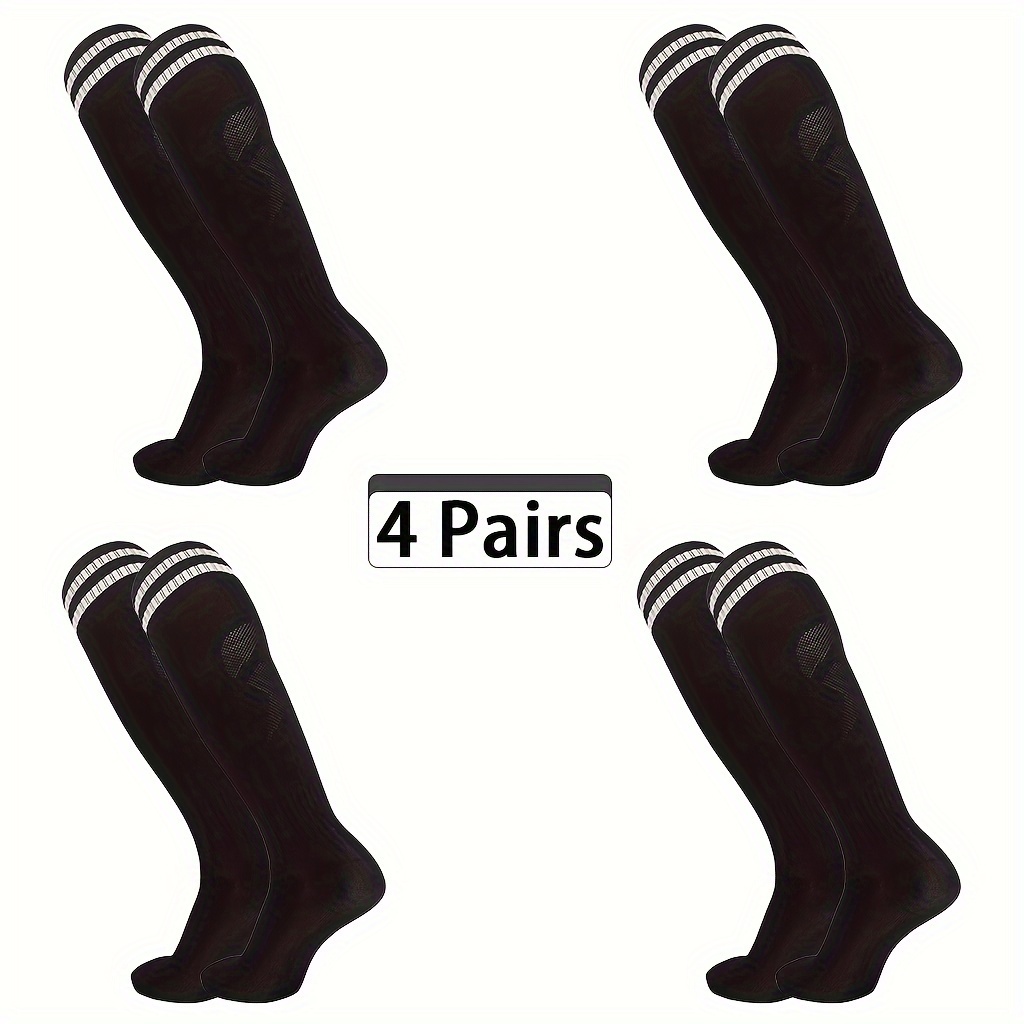 4 Pair Children's Soccer Socks,non-slip Knee High Football Socks For Kids, Breathable Professional ,sweat-absortbent For Outdoor Cycling Climbing Running Summer Unisex Style High Stockings