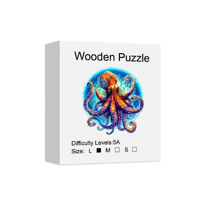 Image of Giant Octopus Wooden Puzzle For Jigsaw Lover, Irregular Animal Shape Puzzles Wooden Toys, Christmas Birthday Gift With Beautiful Package Home Decor Family Game
