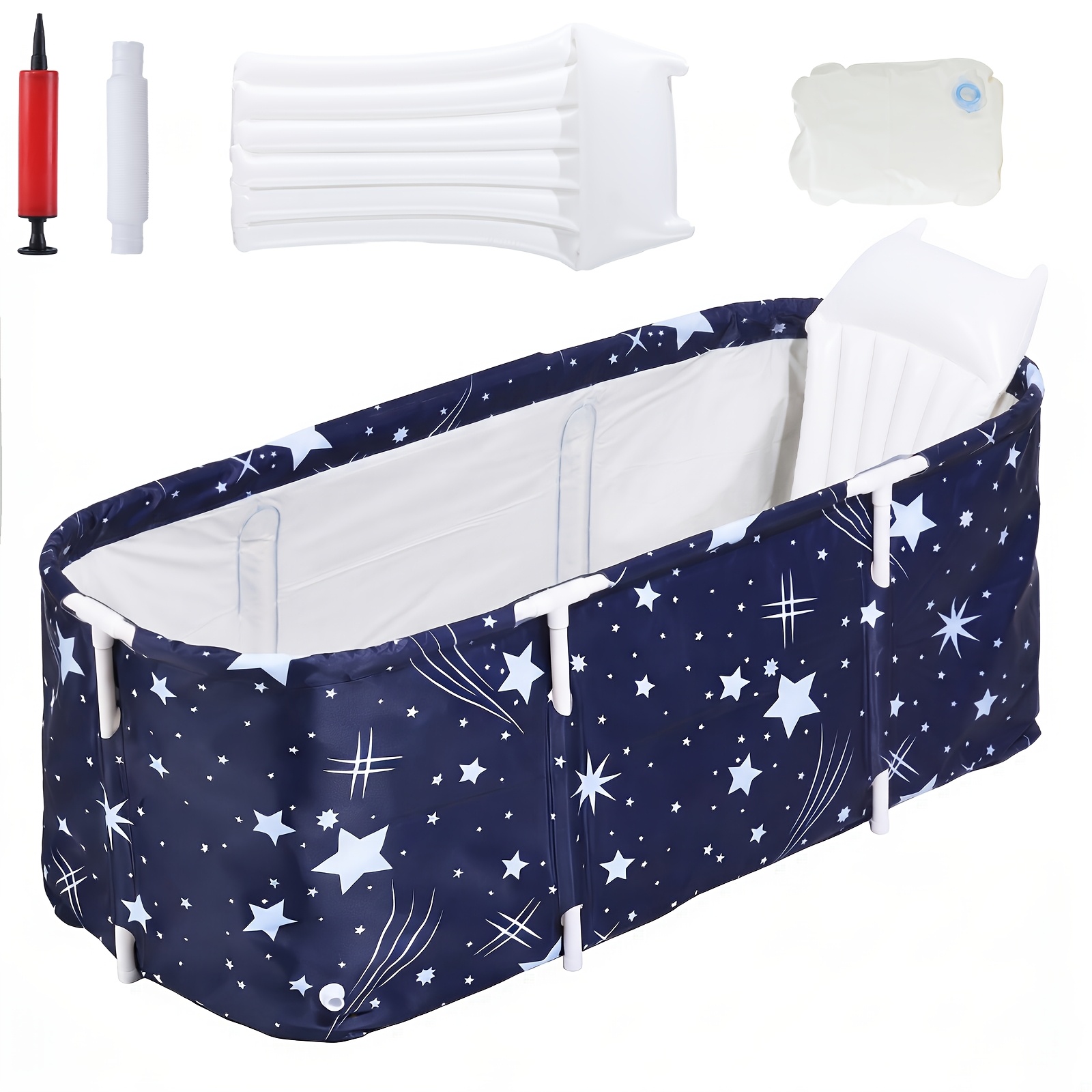 Image of 1.4m Portable Foldable Bathtub, Non-slip Stable Bottom & Heightened Edge, Easy To Clean And Fast Drainage, Multifunctional Tub For Adult Bathing And Dog Pet Grooming
