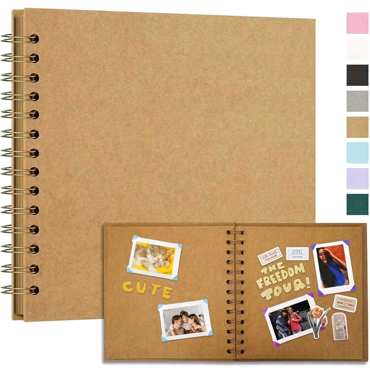 TEMU 1 album scrapbook 7X7 pouces avec 40 pages vierges, couverture rigide en papier , albums photo pour mariage et fête d'anniversaire