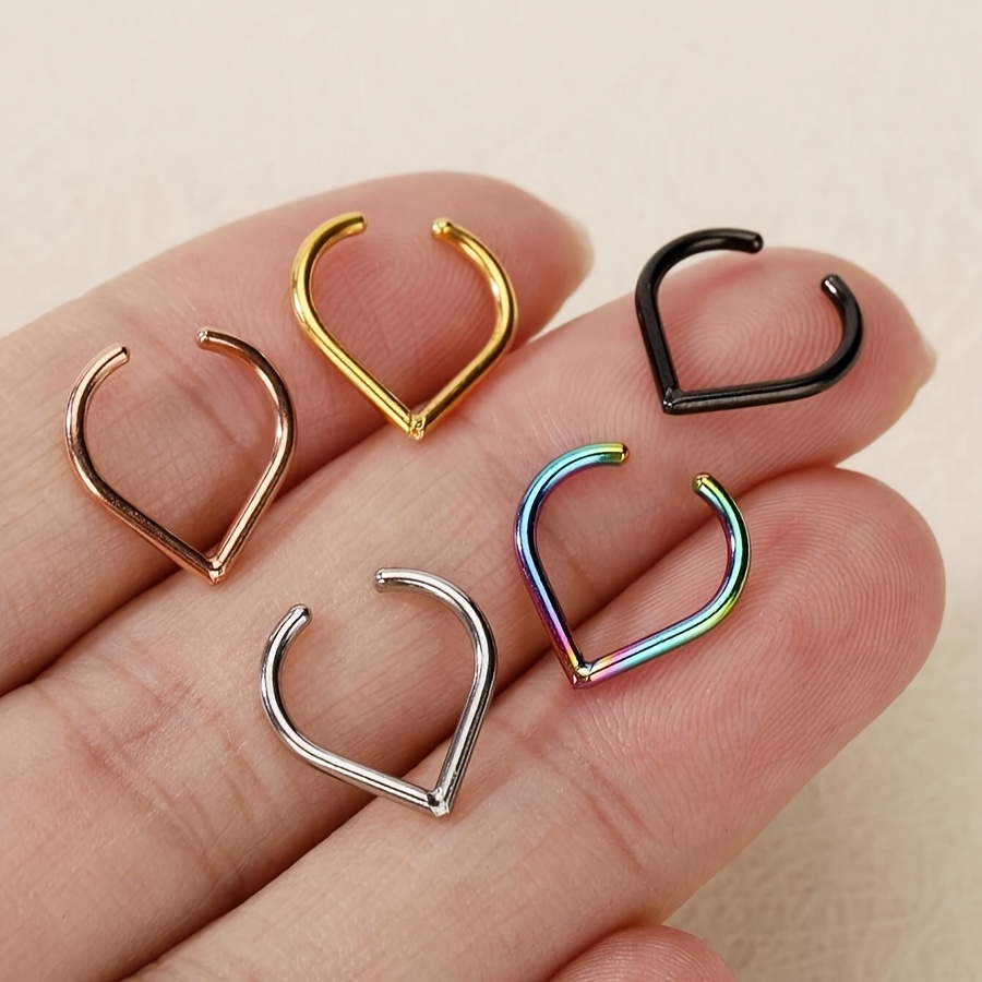 Stainless Steel Fake Piercing Nose Ring Teardrop Shape Clip