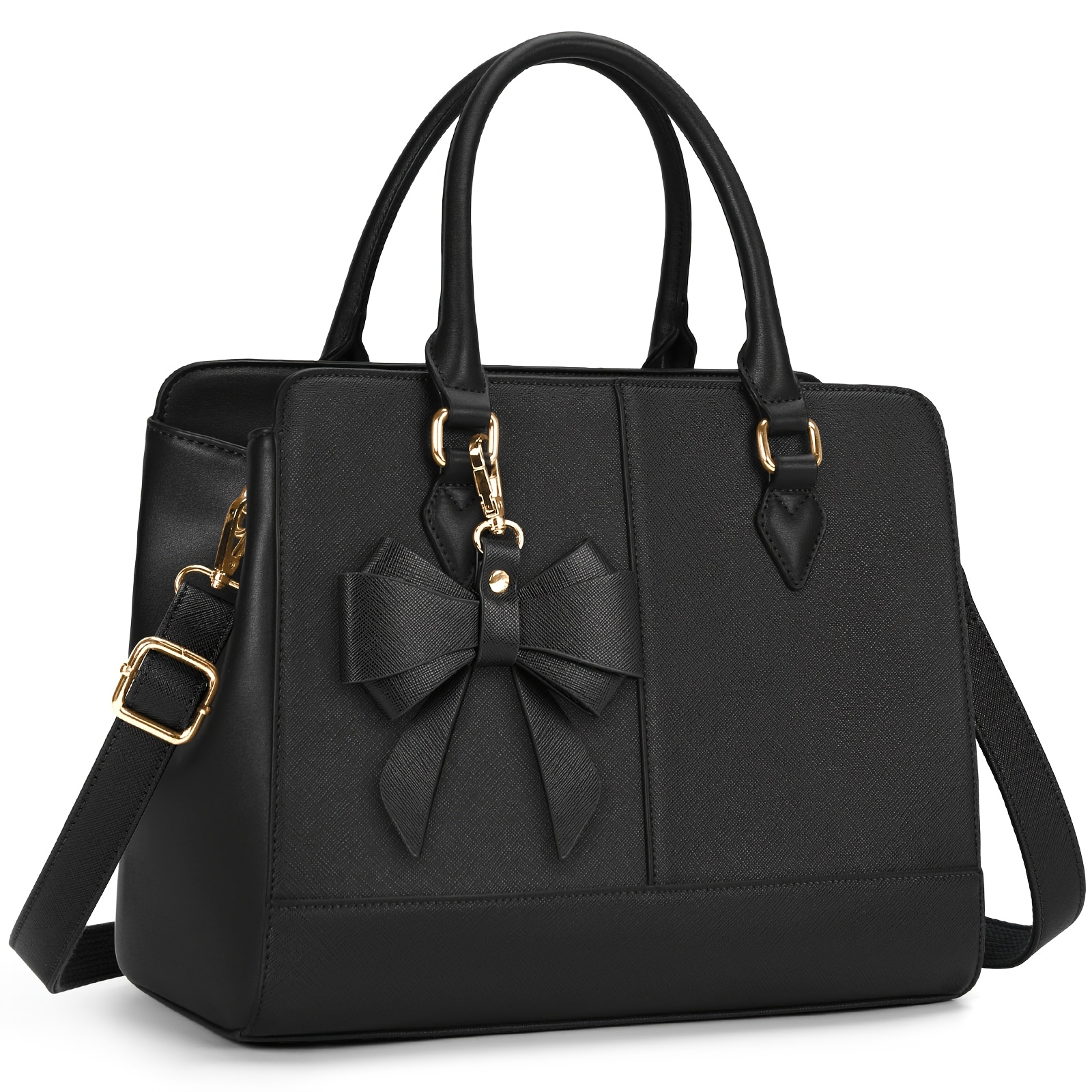 TEMU Rainsmore Women's Shoulder Bag, 13-inch Large Capacity Storage Bag, Medium-sized Pu Women's Clutch Bag, Elegant Business Black