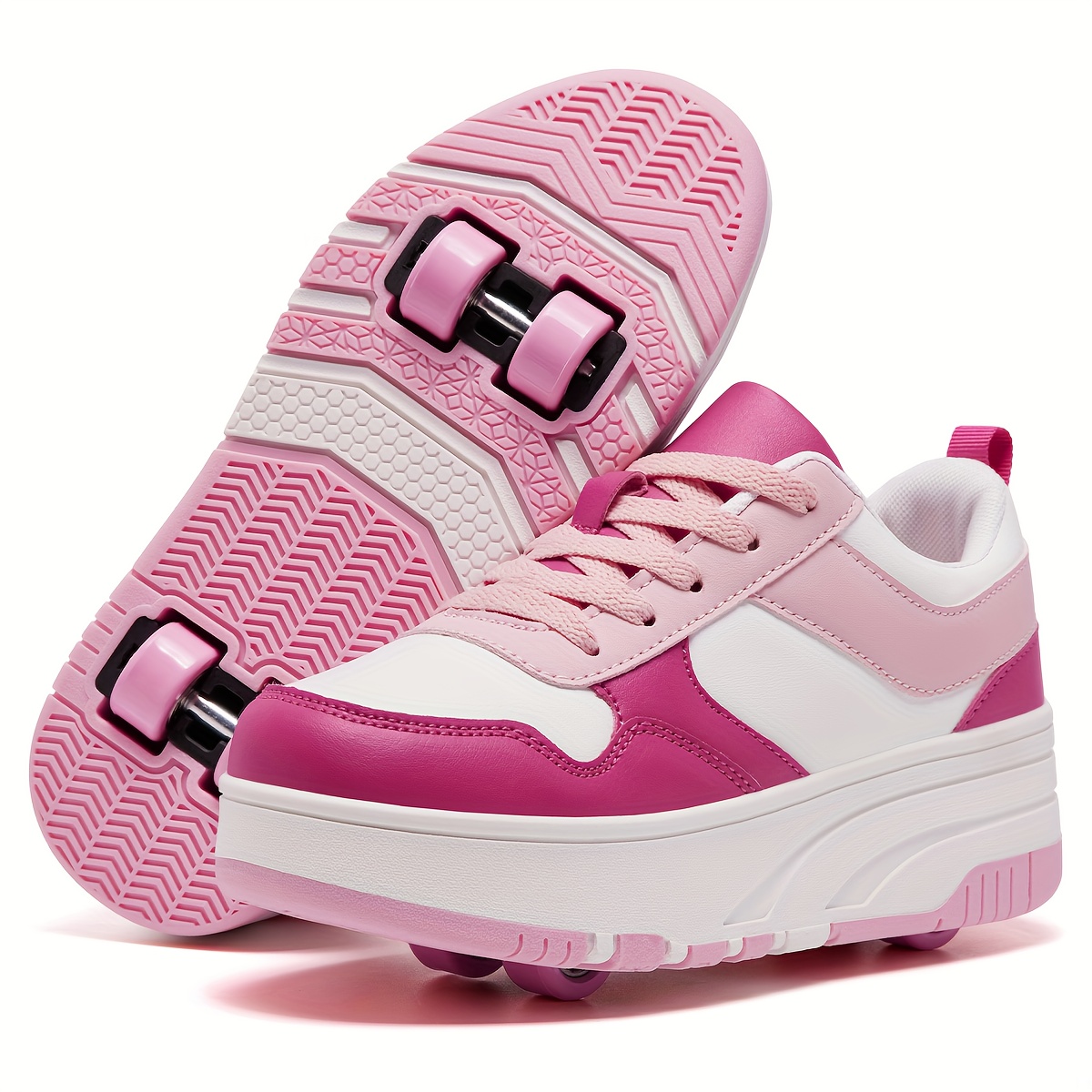 girls   white roller skates breathable detachable wheels   style fashionable   shoes for outdoor activities skateboarding footwear street style sneakers pu upper sneakers 0