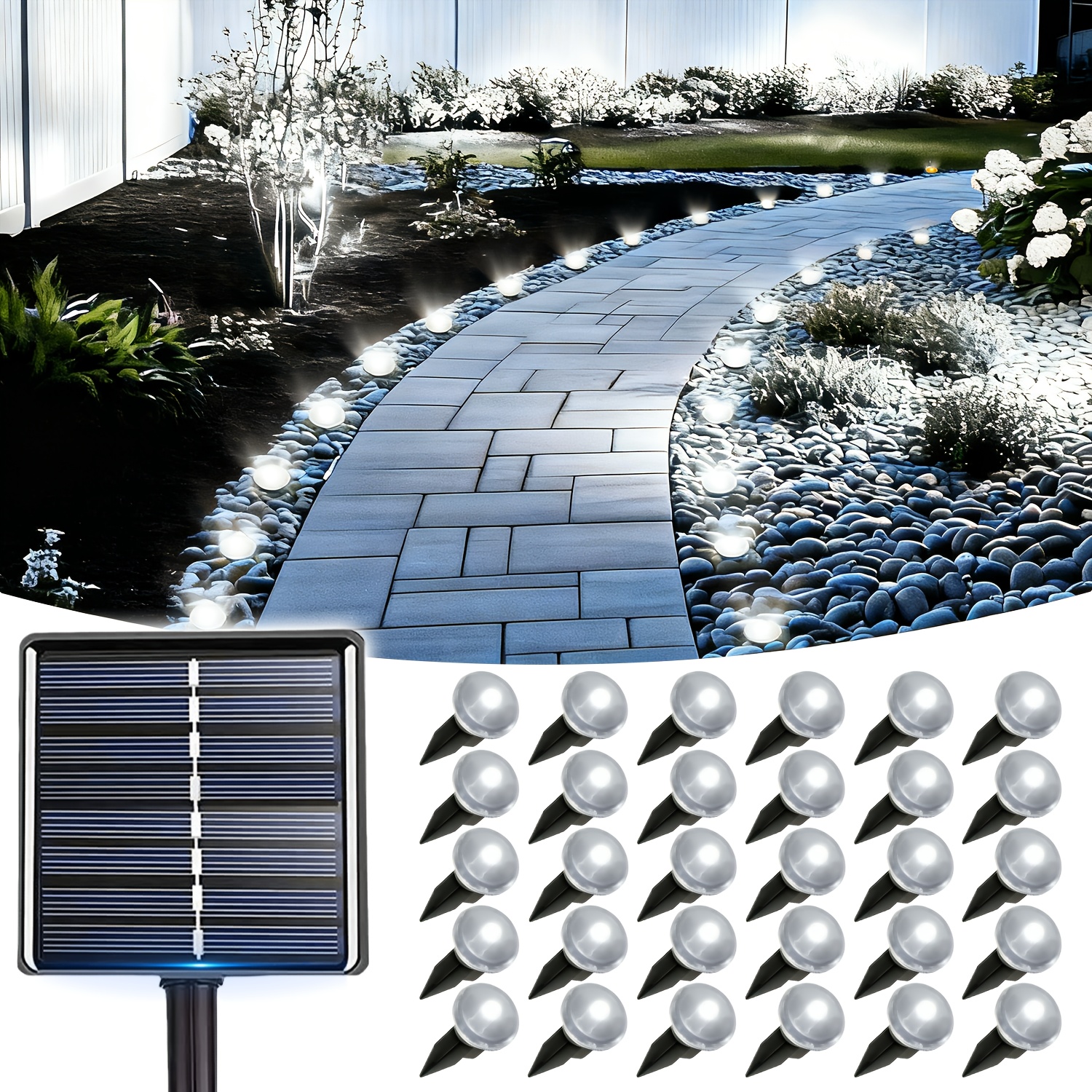 Image of Solar Outdoor Ground Light, 10/30led Garden Decoration Fairy Light String, 12 Of Lawn Light, Suitable For Courtyard, Garden, Passage, , Lawn, Camping Decoration