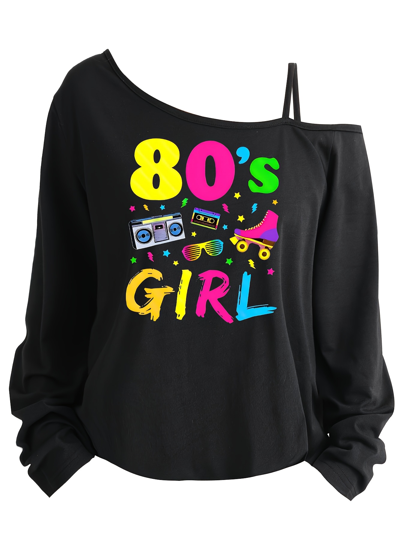 plus size womens 80s retro graphic long sleeve t shirt Temu