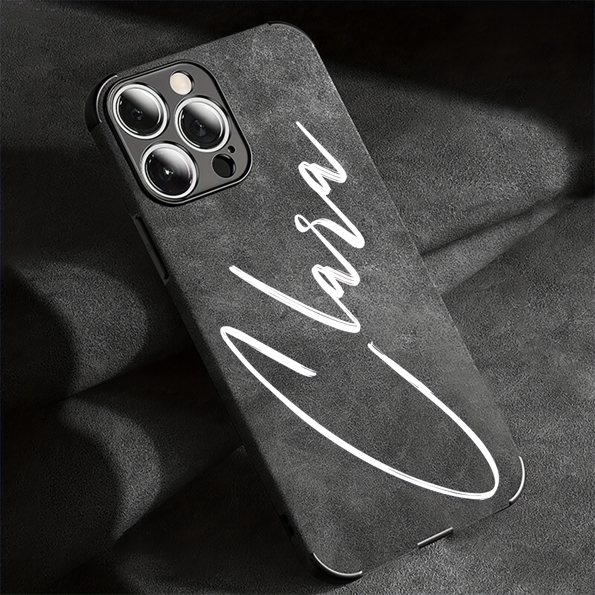 TEMU Phone Case - Personalized Customized Name Diy Phone Case Compatible With Iphone17 16 15 14 13 12 11 Pro Max, Luxury Faux Leather Cases With