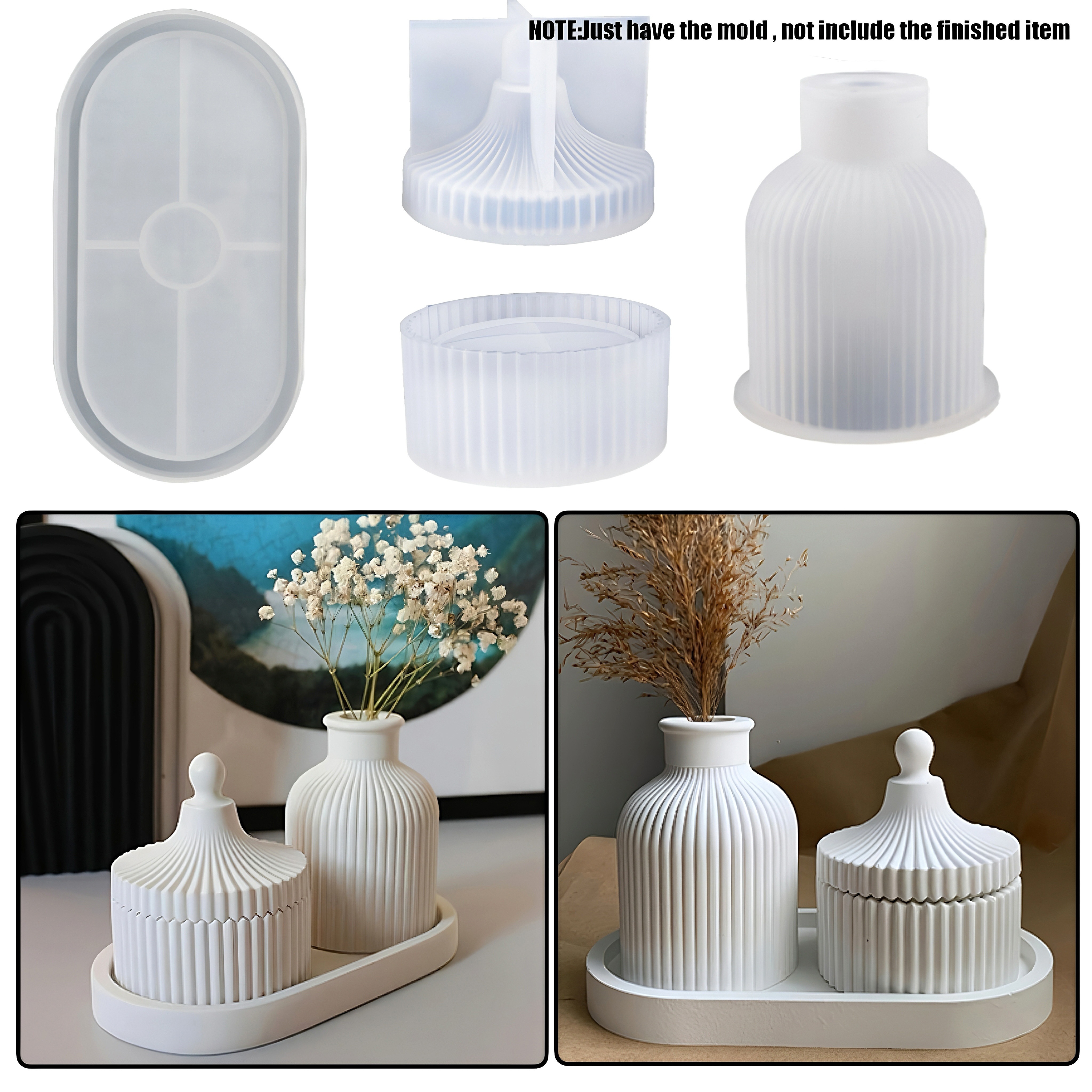 

3pcs Oval Tray Silicone Mould Vase Mould Storage Jar Mould Diy Sculpted Tray Coaster Epoxy Concrete Mould Jewellery Display Storage Tray Vase Ornament Crafts Gift Home Decorations