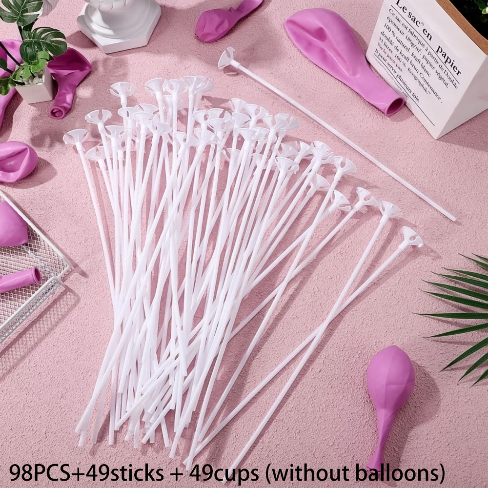 TEMU 98pcs Reusable Balloon Holder With Safety Cup, Quick Assembly Balloon Display Set, Suitable For Birthday Parties, Weddings, Showers,