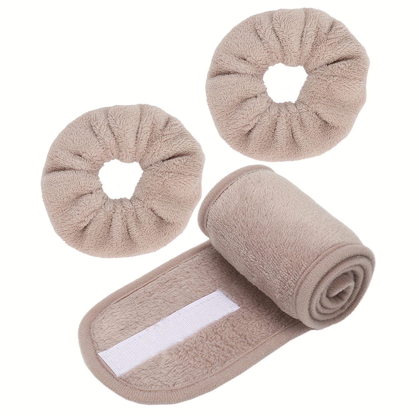 E-shop Ein Set aus drei Artikeln, bestehend aus einem Mutter-Schnallen-Stirnband und Haargummis, geeignet für das Waschen des Gesichts, die