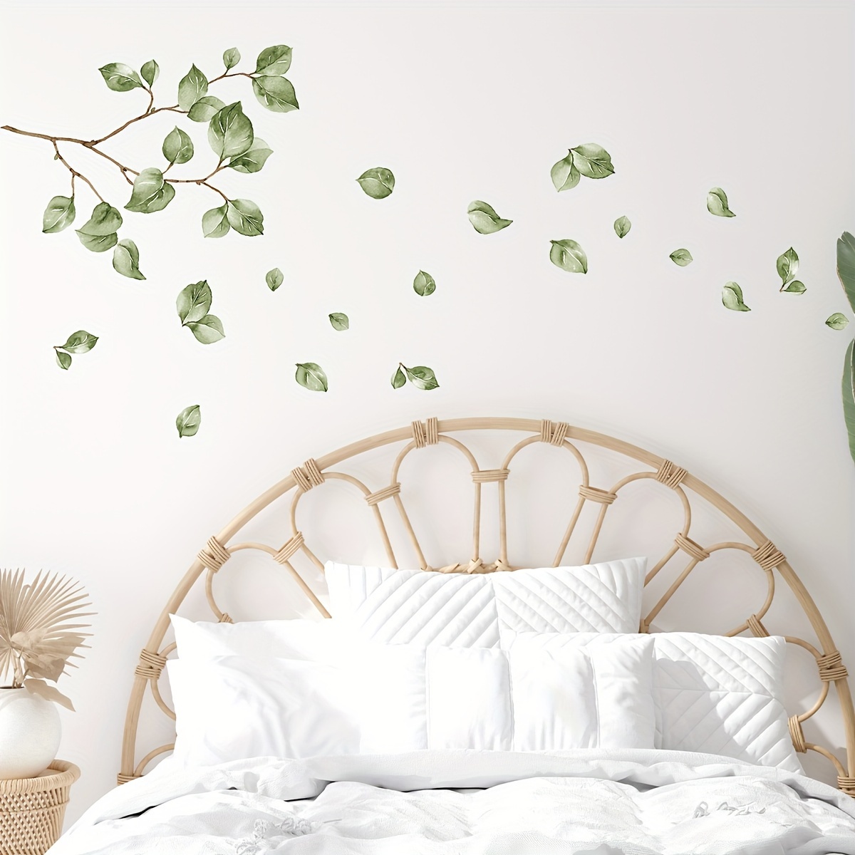 Image of 1pc Creative Vinyl Wall Stickers, Watercolor Tree Branches And Leaves Pattern Self-adhesive Furniture Wall Decals, Home Decor Bedroom Entryway Living Room Porch Wall Decoration Background