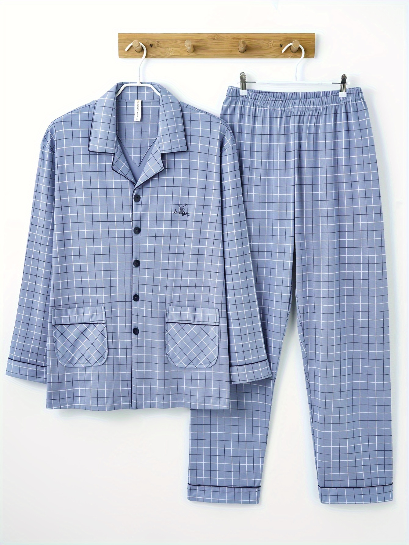 men's 100% cotton luxurious long sleeve pajama pants large