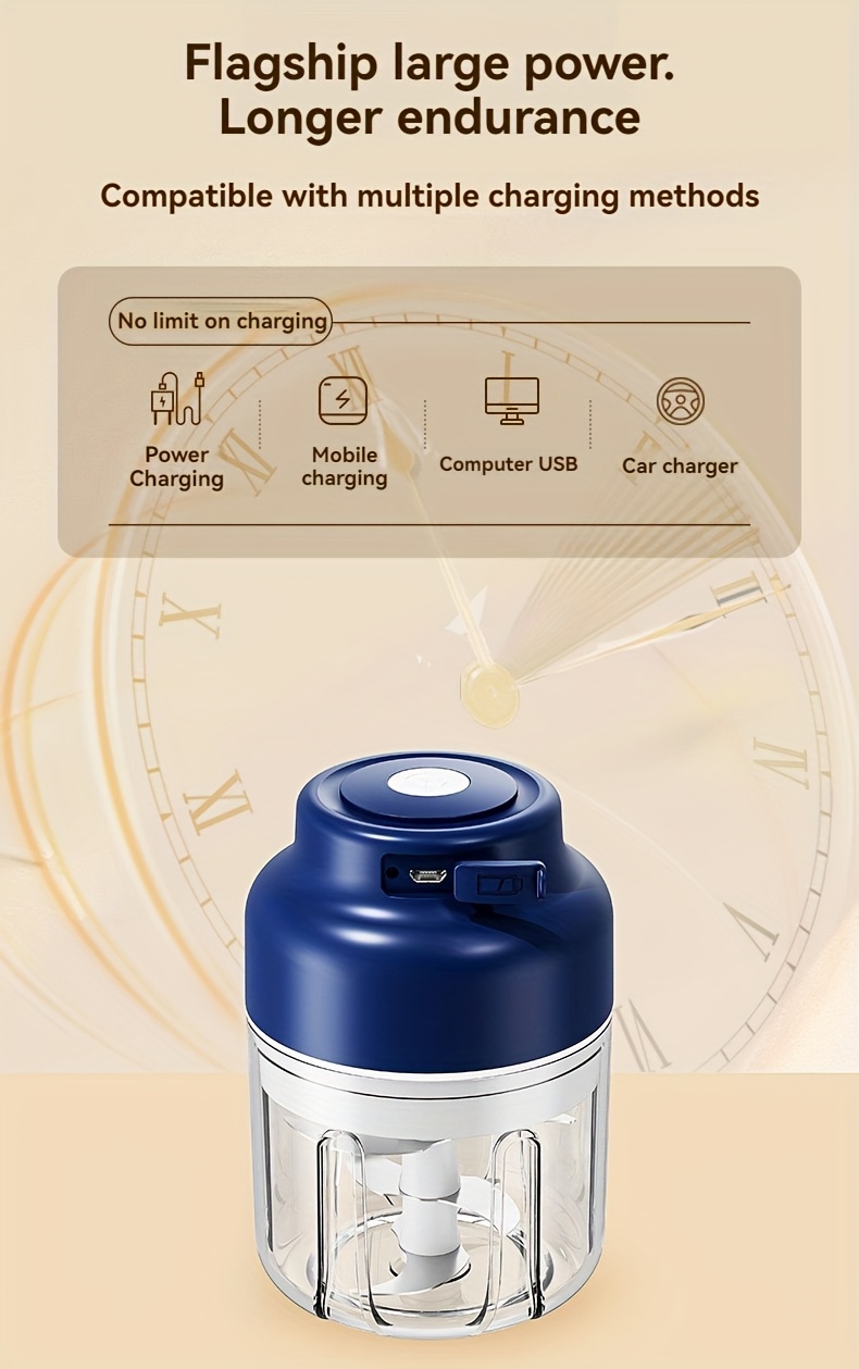   320ml six leaf electric garlic mincing device wireless mini garlic press automatic stirring garlic peeler kitchen garlic puller and supplementary food machine Product details 6