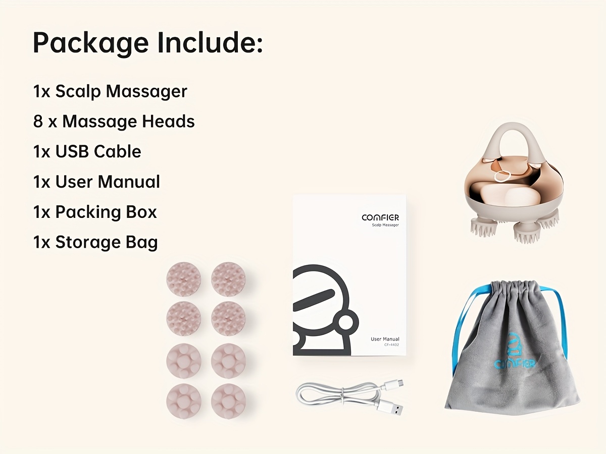   cordless scalp massager with 3 kneading   head massager with   for deep cleansing head scratcher body massager cat massager gift for women man Product details 2