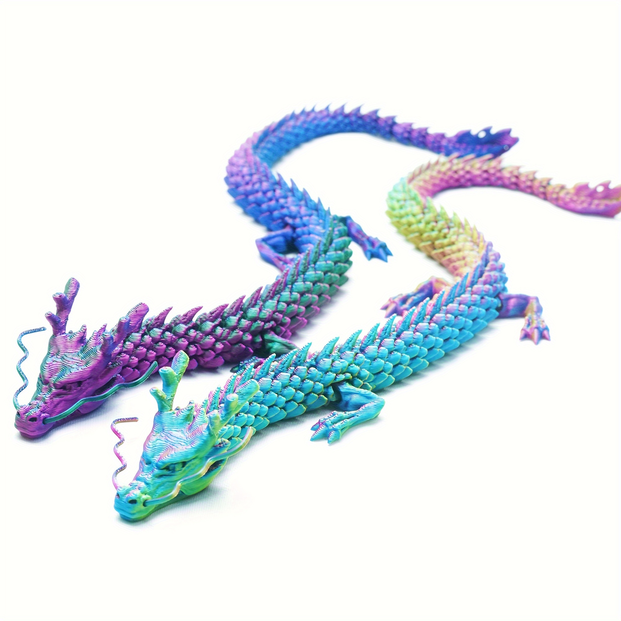 

2pcs 3d Printed Dragon Chinese Loong, Whole Body Joints Can Be Freely Moved And Decompressed. Creative Collection Of Toys, Home Decoration, Table Decorations