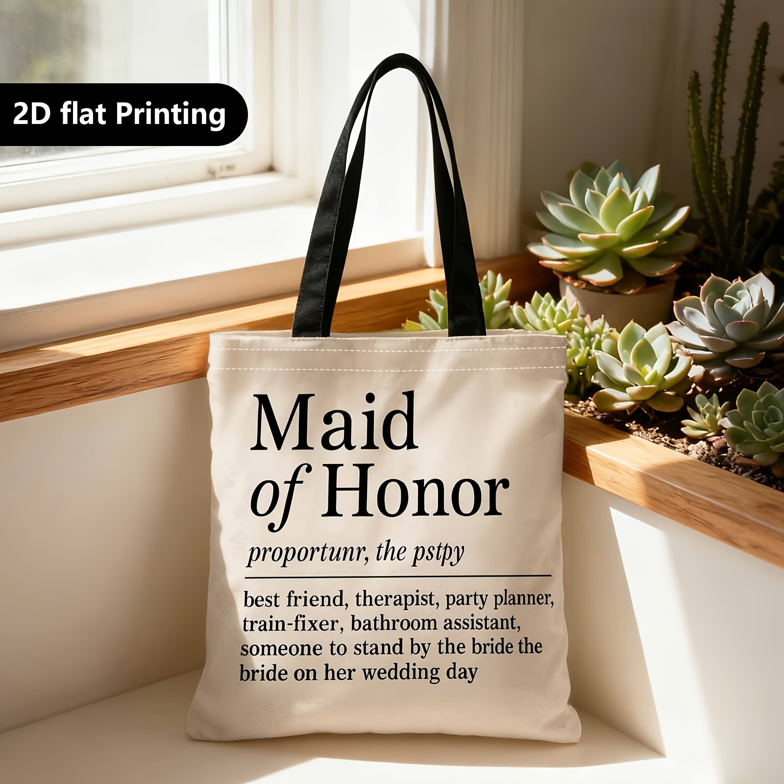 TEMU 1pc 2d Reversible Bridesmaid Bag | Portable Shoulder Carry, Perfect For Travel, Cosmetics, Holiday Storage, Household Items, Gifts, Family