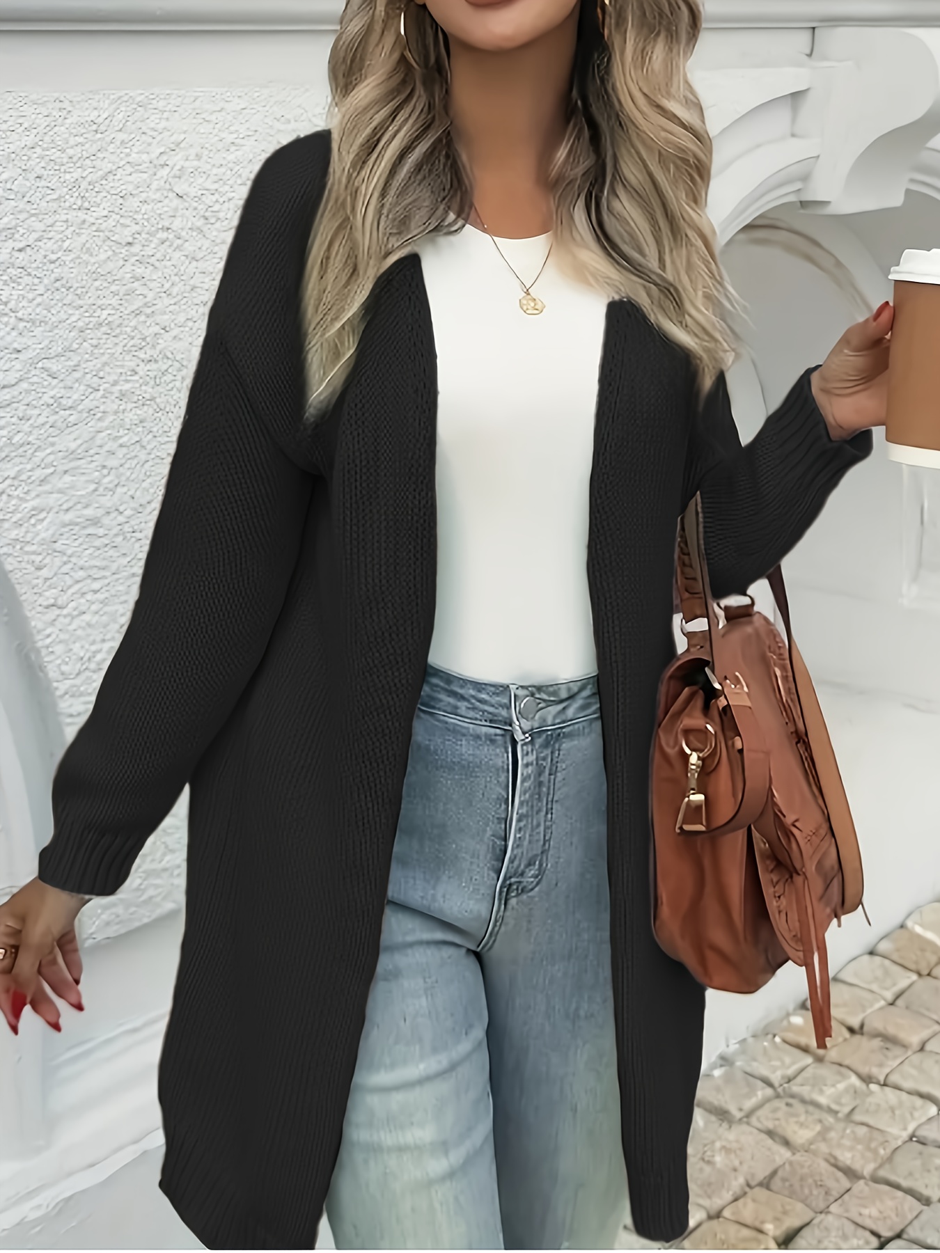 plus size damen plus size casual langarm strickjacke Temu