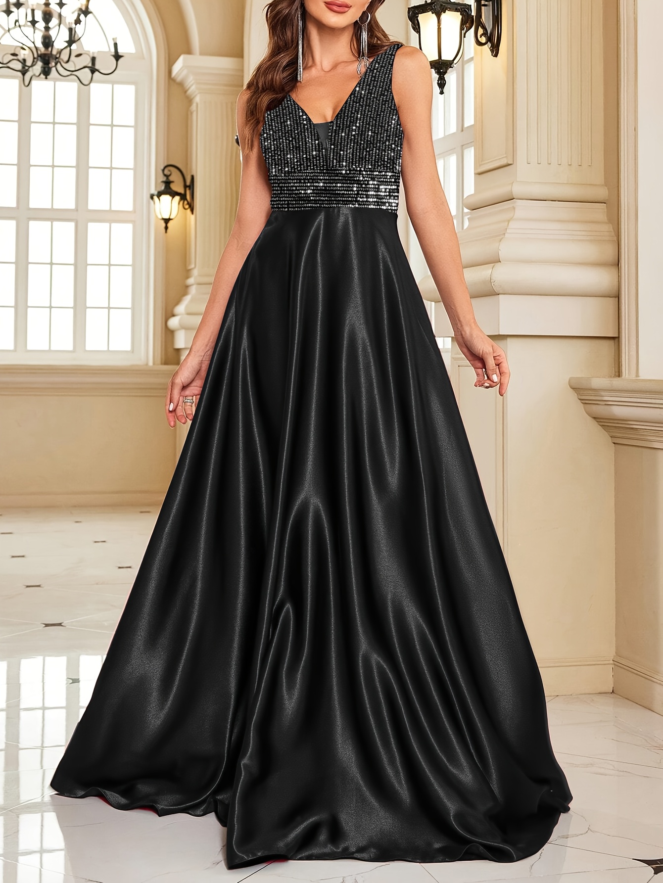 fitted lace wedding dress Versatile Black Long Sleeve Dress main image 1