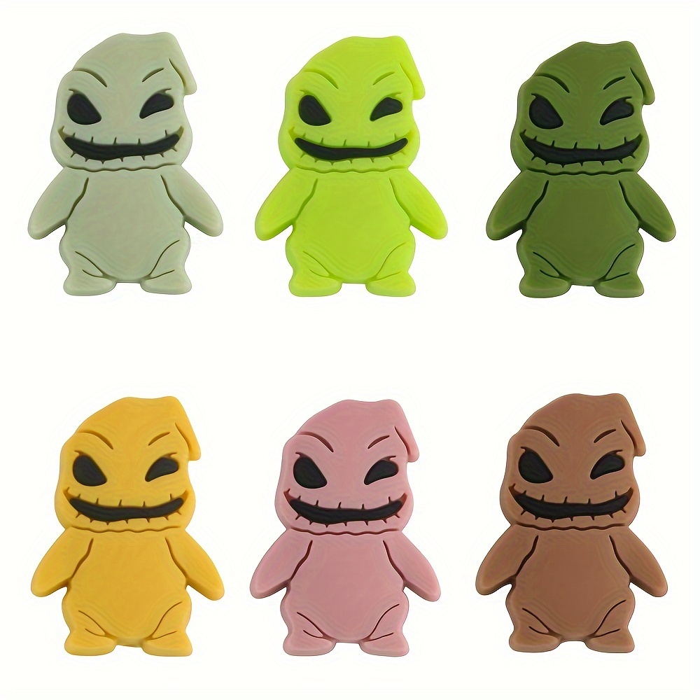 

6pcs Silicone Focal Monster Ghost Character Beads For Jewelry Making Diy Beaded Pen Key Bag Chain Bracelet Other Handmade Craft Supplies