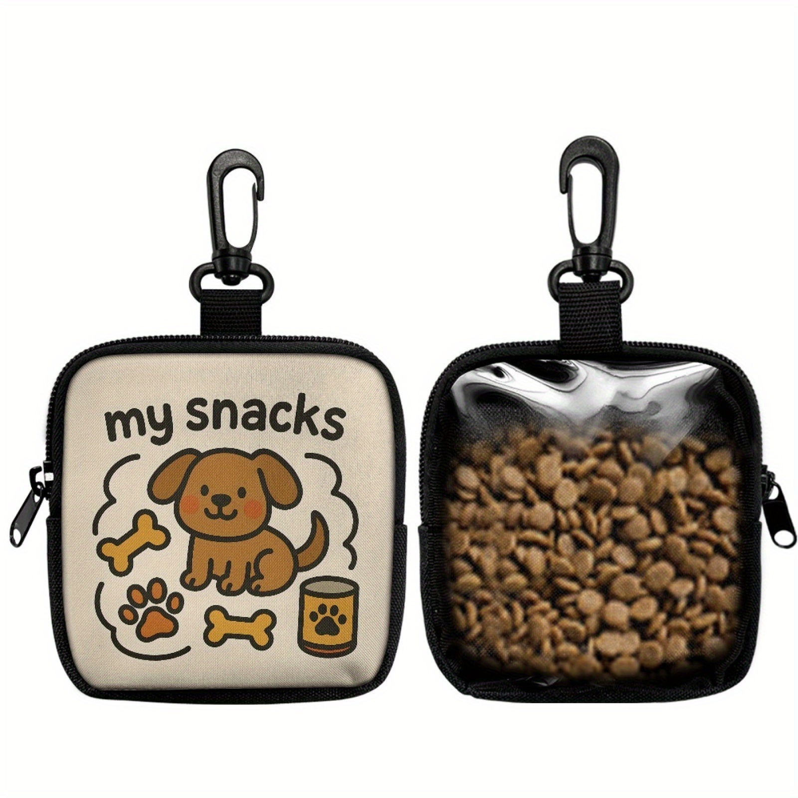 Image of 1pc Cute Dog Print Dog Treat Pouch, Dog Treat Bag With And Zipper, Puppy Training Bag, Hnadle Snack Bag For Dog