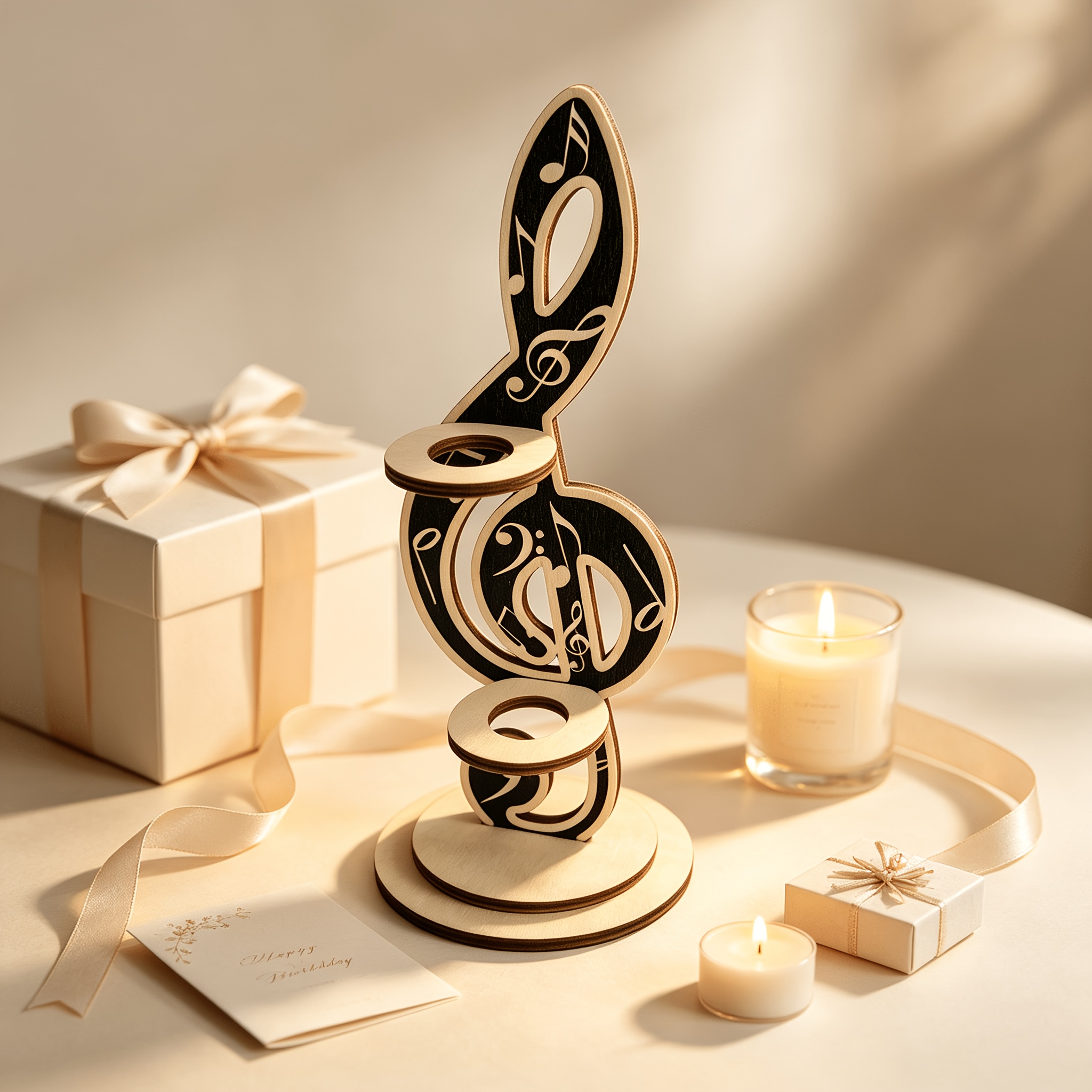 TEMU 1pc Smooth Musical Notes And Staff Line Wooden Art Pen Holder, Creative Pen Stand, Suitable For Study Desk Decoration, Can Hold Fountain Pens,