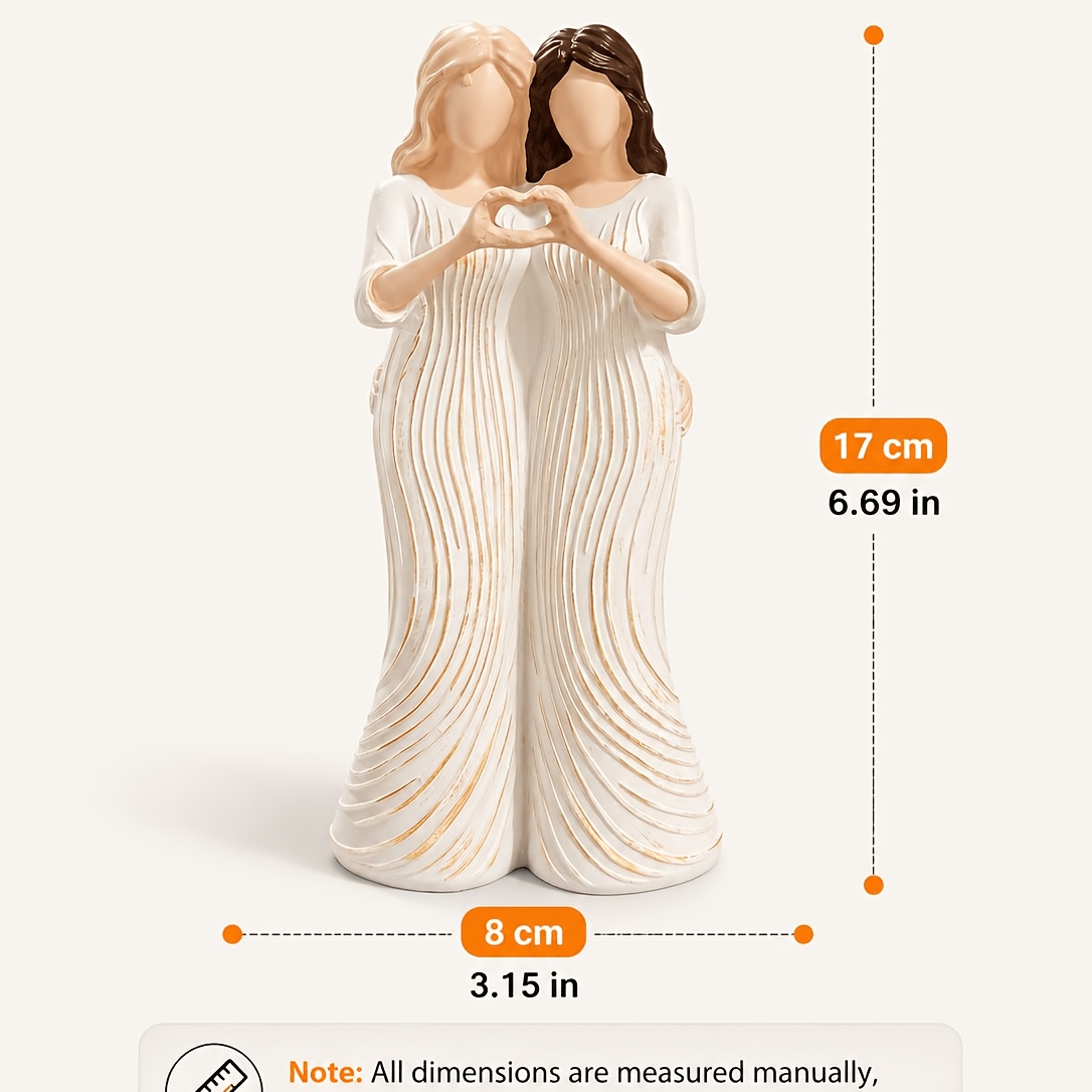 TEMU 1pc Sisters' Heart-shaped Hands Desktop Ornament, A Decor Piece. This Female Companion Sculpture, Symbolizing , A Warm And Friendly Atmosphere.
