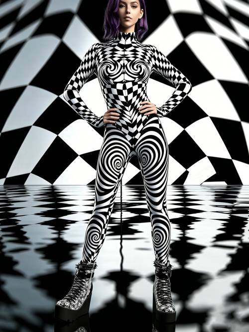 combinaison pour femme à carreaux spirale avec illusion doptique, pour festival burning for man, festival de musique, pâques, carnaval, convention de bd dété, fête à thème, costume de fête, fête surprise, jeu de rôle, pour halloween, fête phosphorescente, tenue de fête