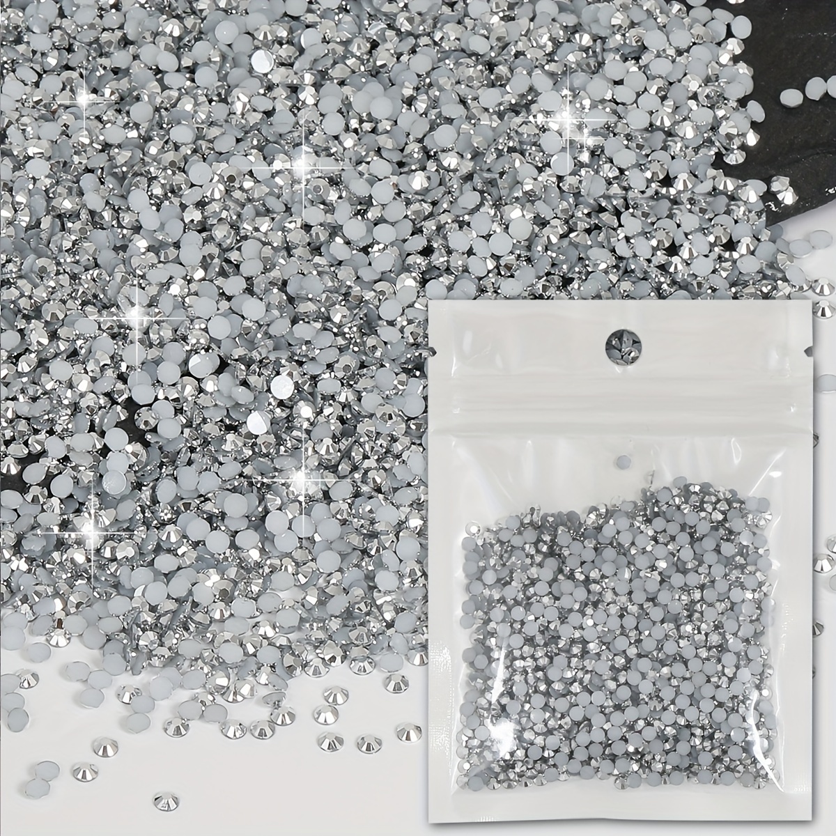 

2000-piece Resin Rhinestones, 3mm Bulk Silver Flatback Crystal Gems For Diy Crafts, Nail Art, Face, Clothing, Cosmetics, Jewelry Making - Dazzling Non-hotfix Round Stones