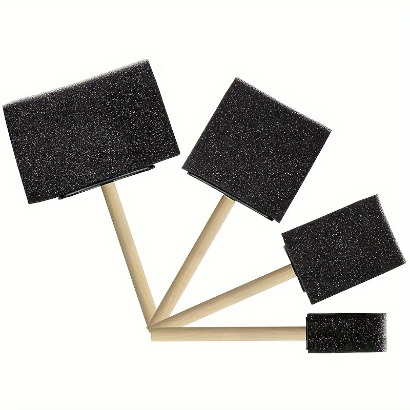 4pcs Foam Paint Brushes, 4 Sizes Wooden Handle Sponge Brushes For Painting, Staining, Varnishing And Diy Craft Projects