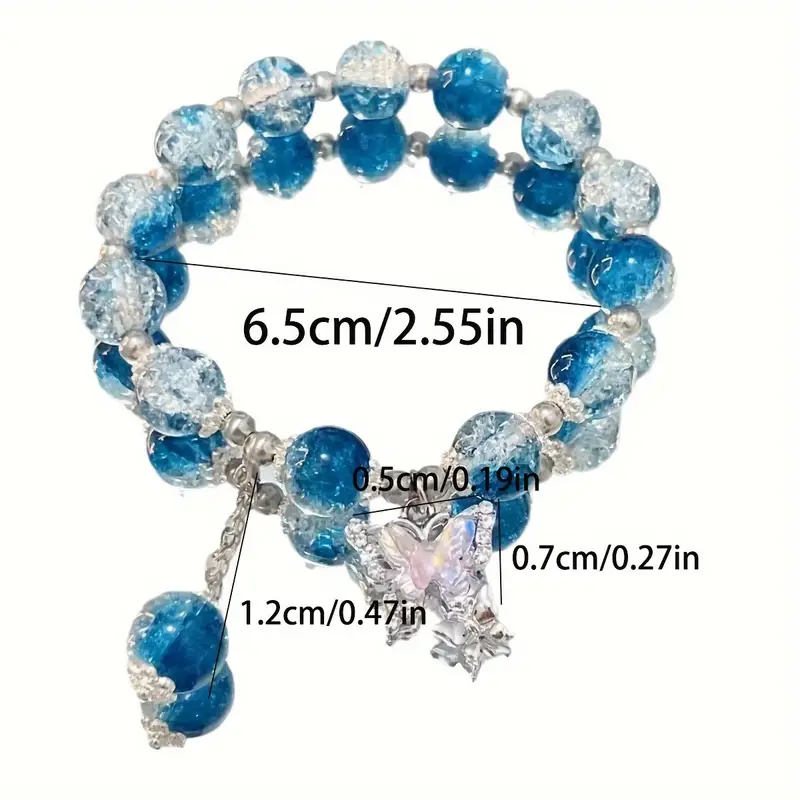 butterfly charm beaded bracelet cute colorful glass beads perfect gift for details 3