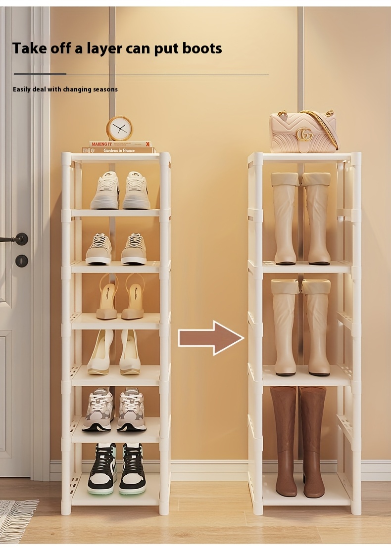 a 5 layer   home shoe rack and storage cabinet easy to assemble and use         in black and white colors with a small footprint remove one layer to store boots suitable for   shoe types details 5