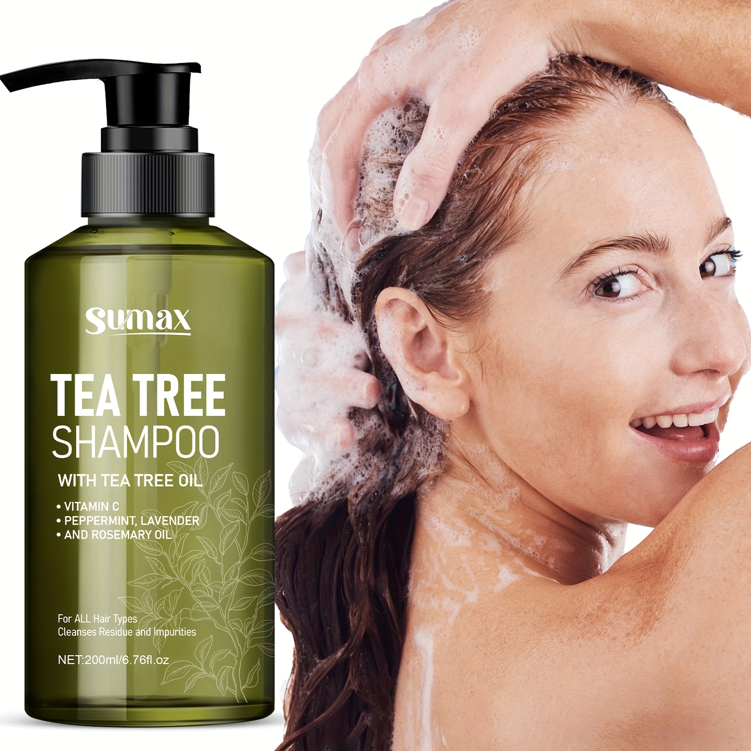 Image of Peppermint Shampoo, Oil And Peppermint, 6.76oz/ Deep Cleansing, Refreshing And Cooling, , , Styling, Nourishing Hair, Press Bottle For , The Applies!