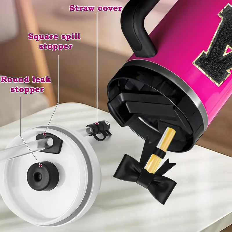 juego de accesorios para tazas de 30oz y 40oz, incluyendo una corona, una cubierta para de mini taza, un tapón de silicona para taza, un tapón antideslizante, un adhesivo con y un para asa, para . detalles 4