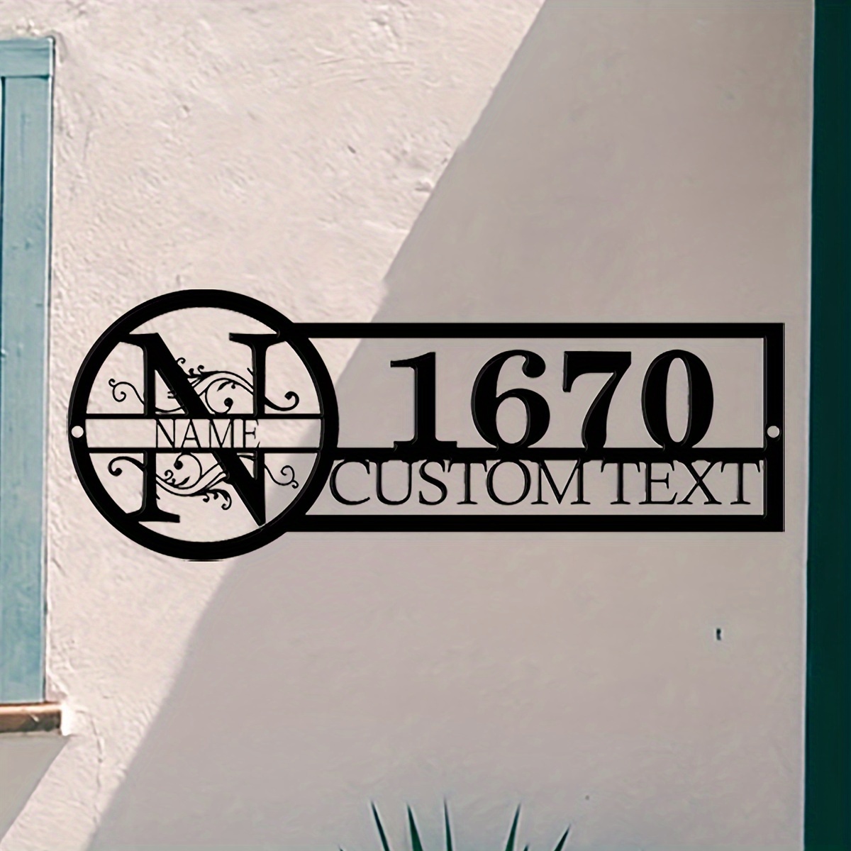 

Custom Metal Address Sign - Personalized Street Name & Number, Vintage Style Wall Decor For Front Door - Perfect Housewarming Or Wedding Gift