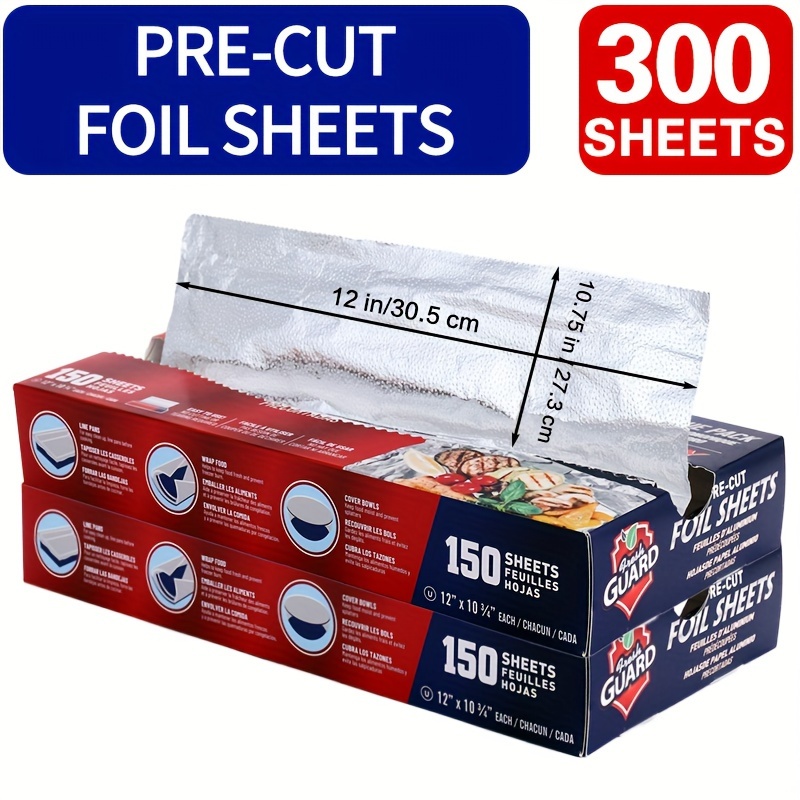 

300 Pre-cut Heavy Duty Aluminum Foil Sheets, 12" X 10.75" Pop-up Foil Sheets For Restaurant Use, Disposable Food Wrapping For , , And Sandwiches