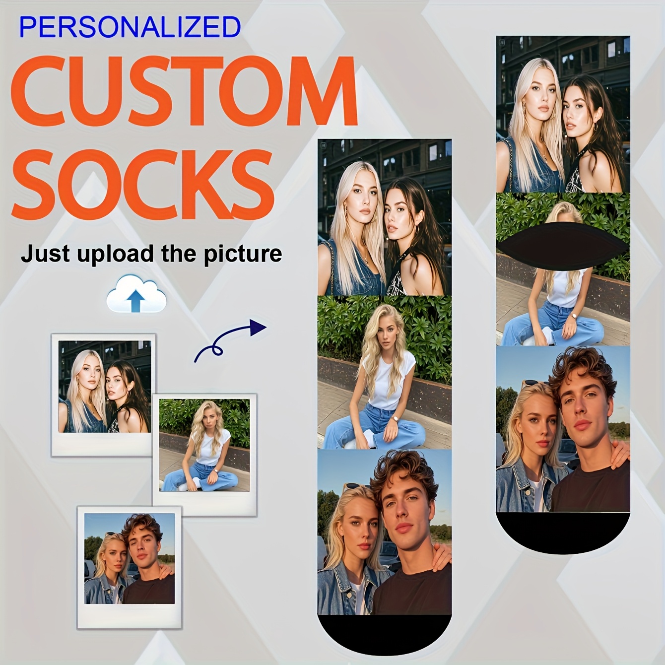 TEMU 1 Pair Of Custom Socks, Personalized Matching Socks, Featuring Stylish Designs With Photos, Romantic Gift Socks, Anniversary Gifts For Couples,