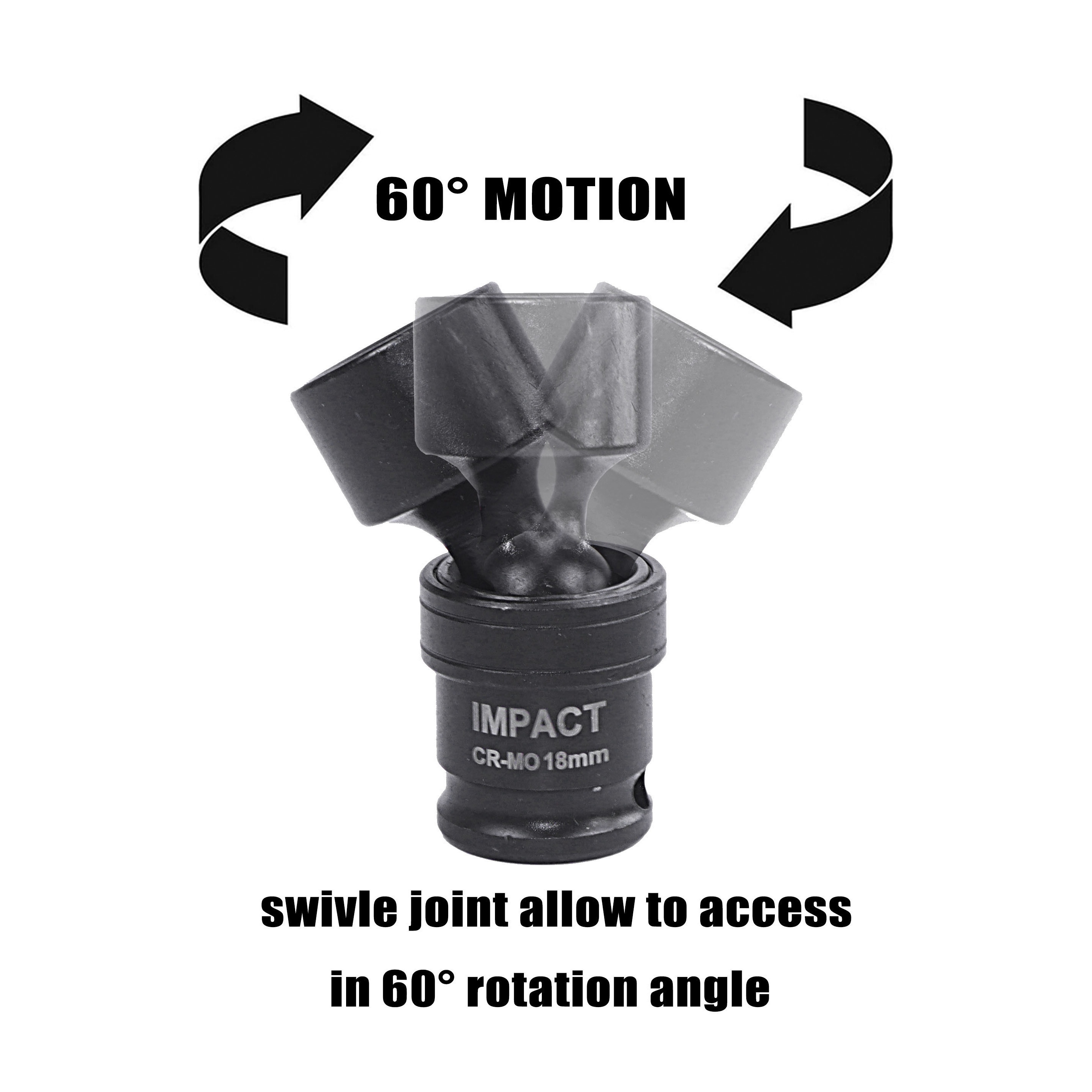 15pcs Impact Universal Socket Set, 3/8"inch Drive Professional Swivle Head Automotive 8-22mm Repair Tool - Image 4