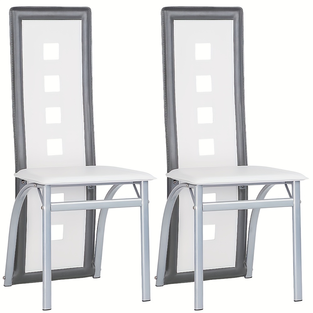 TEMU Set Of 2 Dining Chairs, Kitchen Chairs, Suitable For Kitchen, Living Room, Bedroom, , .5x43cm, White And Gray