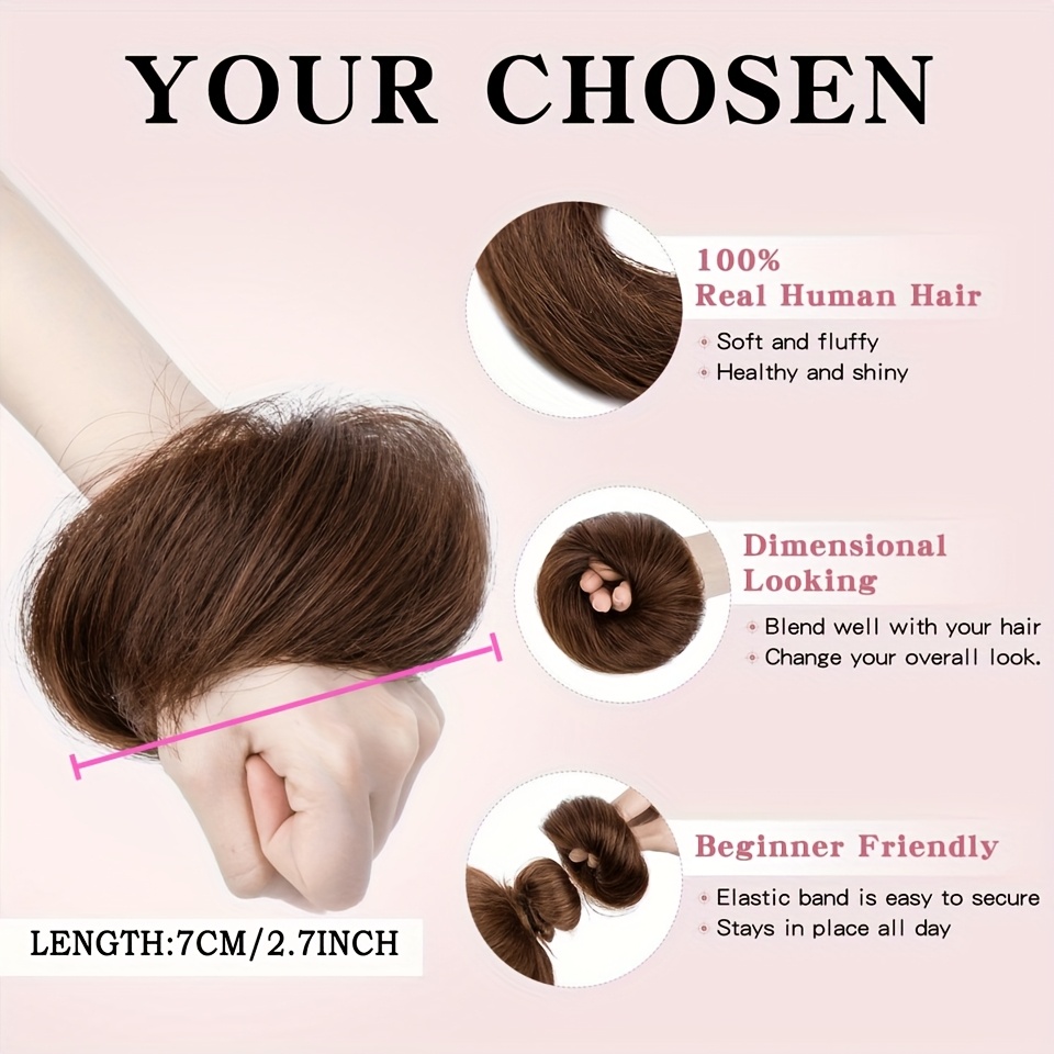 fringe air bangs 1 with sideburns 1 messy hair bun hair clip in hair extensions all handmade textile   heat resistant hairpieces for women girls   look instantly details 4