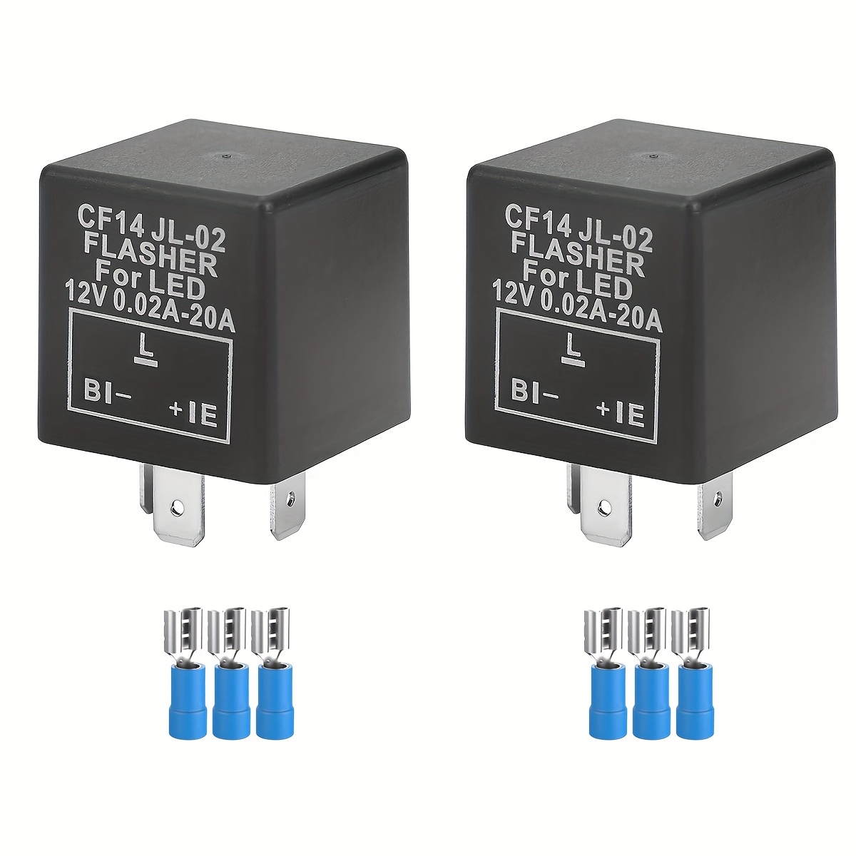 Elektronski relejni bliskavica CF13/CF14, 3-pinski 12V 0.02A-20A za smerokazne luči LED Blink Flash Brez problema z bliskavico - 2 kosa, brez