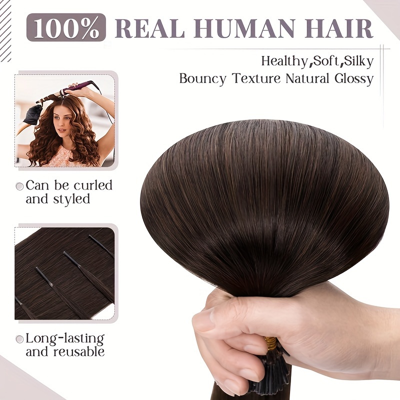  Silky Straight Brown Microlink Hair Extensions Human