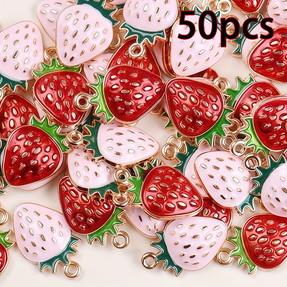 50/100pcs Pink And Alloy Charms Mixed Mini Cute Fruit Charms For Diy Jewellery Making Accessories Bracelets Earrings Necklaces Crafts