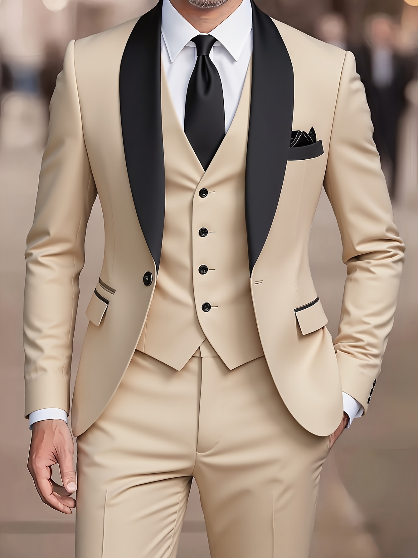Men'S 3pcs Suit, Including a Blazer, Vest, And Trousers, Stylish And High-Quality.
