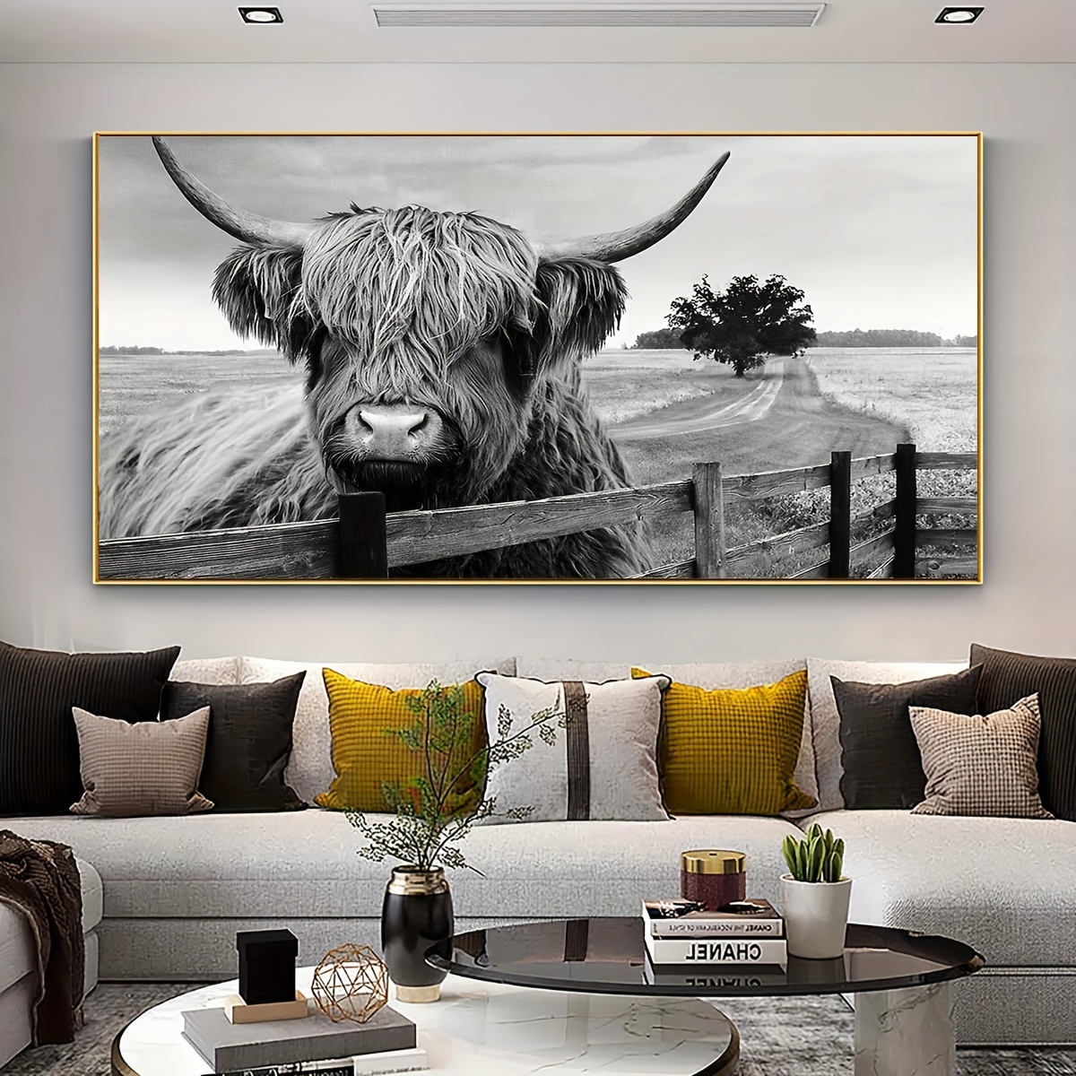 

1pc Unframed Canvas Poster, Modern Art, Animal Cattle Wall Art, Ideal Gift For Bedroom Living Room Corridor, Wall Art, Wall Decor, Winter Decor, Room Decoration