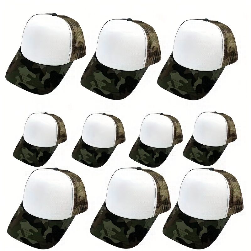 TEMU 10 Pack Unisex Camo Mesh Trucker Caps - Breathable Polyester Sun Baseball Hats With Snapback | For | Hand Wash Recommended