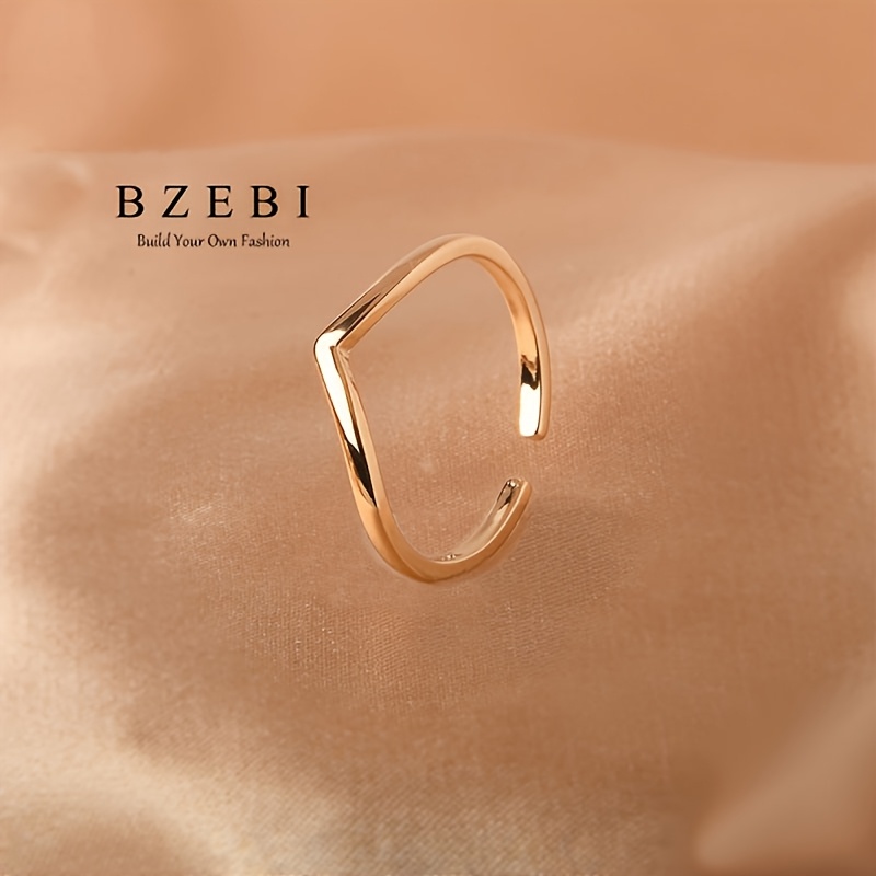 TEMU Women's Elegant V-shaped Ring With Sparkling V-shaped Centerpiece & Gift Box - Retro Suitable For Occasions Jewelry Gift For Christmas,