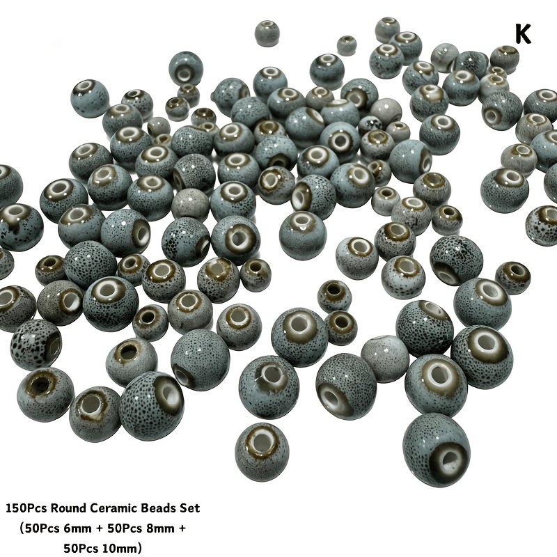 Mixed Size Colorful Glazed Round Ceramic Beads for Jewelry Making